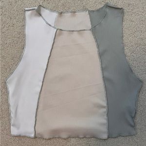 Multicolor cropped top with visible stitching